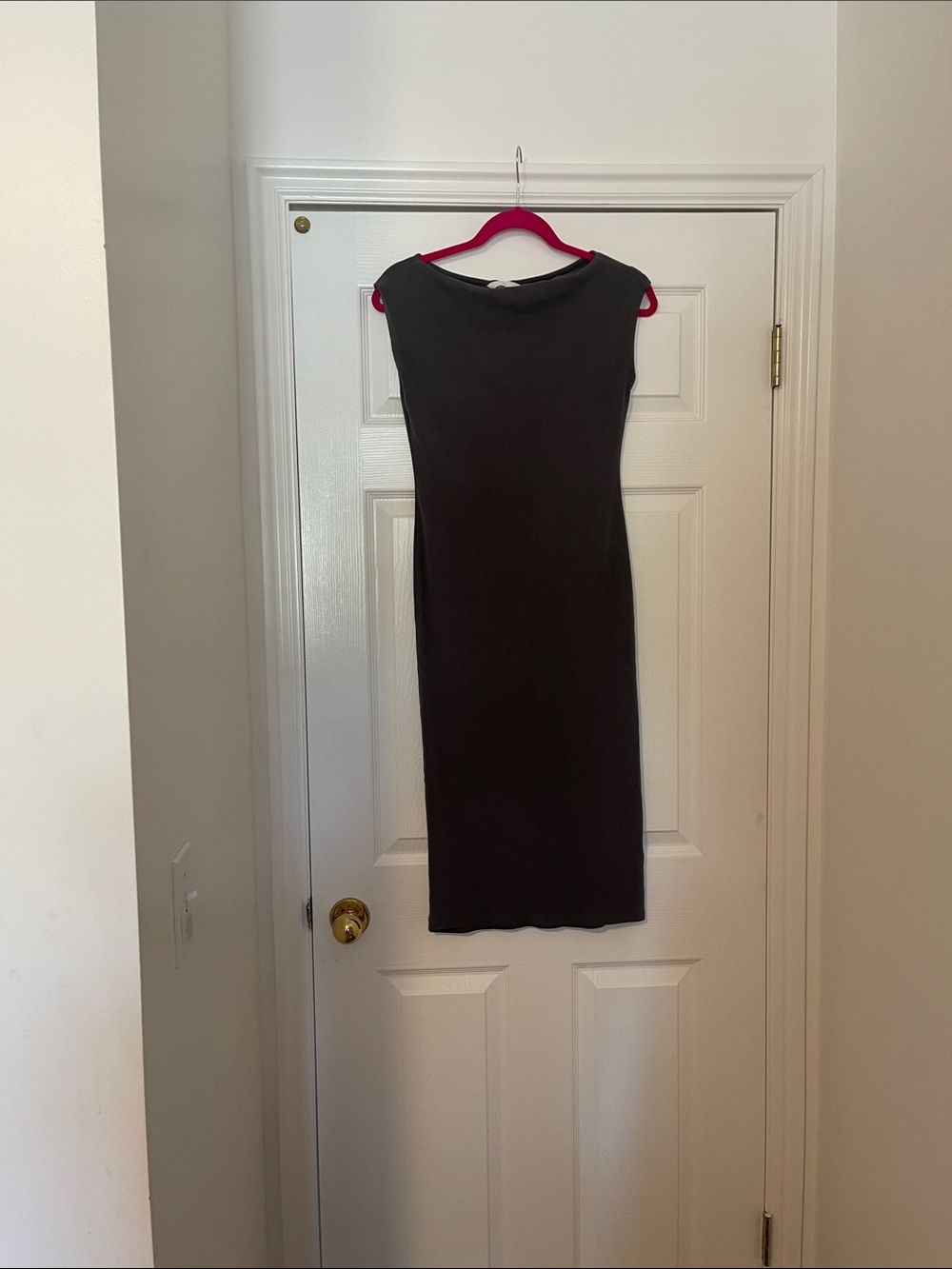 H&M Charcoal Gray Sleeveless Midi Sheath Dress